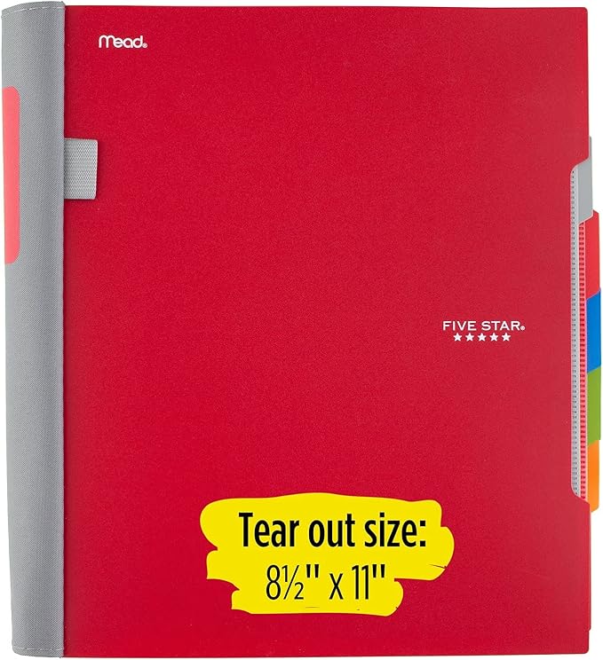 Five Star Advance Spiral Notebook, 5 Subject, College Ruled Paper, 200 Sheets, 11 x 8-1/2 inches, Teal (73152)