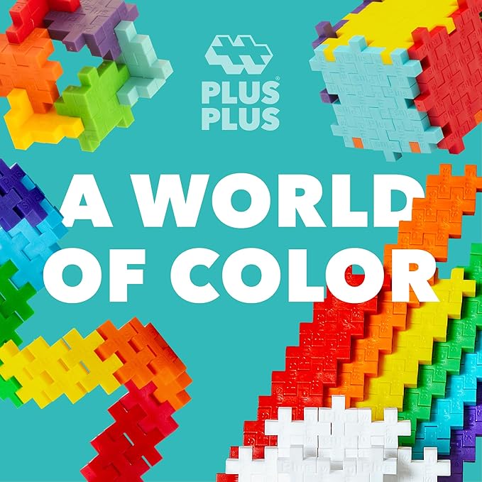 PLUS PLUS 240 Piece Rainbow Mix Tube - Mini Interlocking Building Blocks Set, Stem Toys for Kids - Sensory Bin Fillers/Math Manipulatives Classroom Must Haves Gifts for Boys & Girls