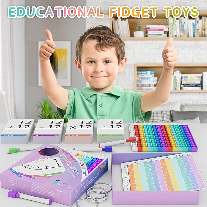 COOVA Math Games for Kids - Math Flash Cards - Interactive Practice Kit Pop It Practice with Addition, Subtraction, Multiplication & Division - Ideal for Learning and Skill Building.
