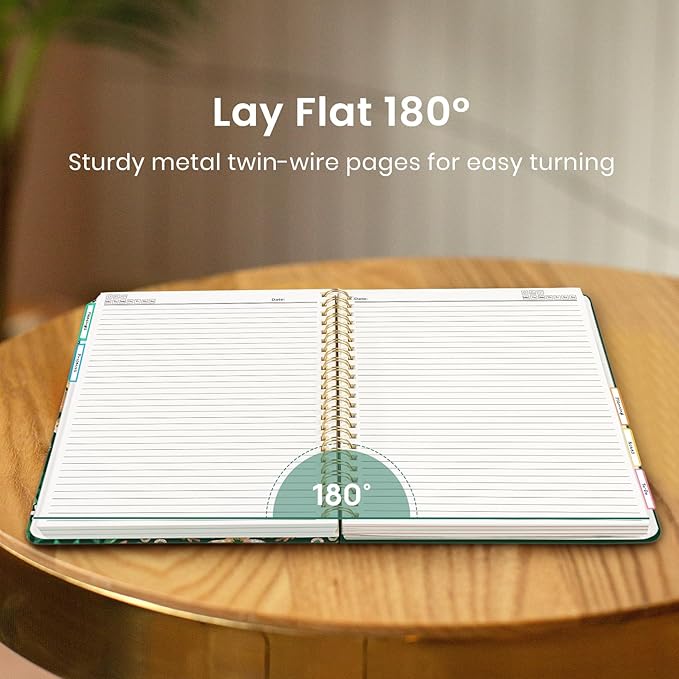 Large Spiral Notebook with Dividers & Tabs, 8.5" x 11" Hardcover 5 Subject Notebook for Work, 280 Pages, College Ruled, Cute Journal for Women, Perfect for Study & Office Note Taking, Butterfly