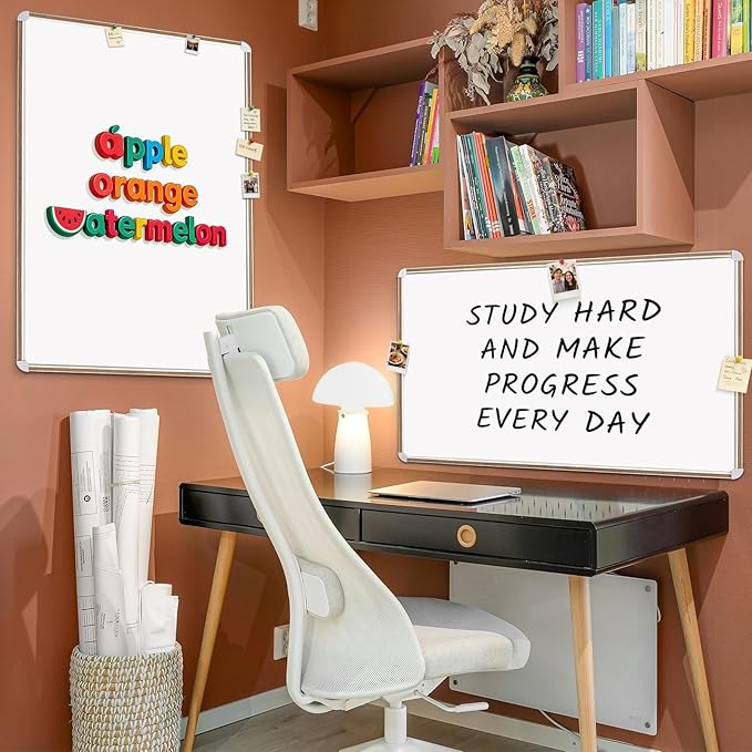 Large Magnetic White Board for Wall,Aluminum & Cork Strip Frame Whiteboard for Office,Presentation Dry Erase Board Wall Mount,Large Whiteboard for School Classroom Huge Whiteboards (36" W x 24" H)