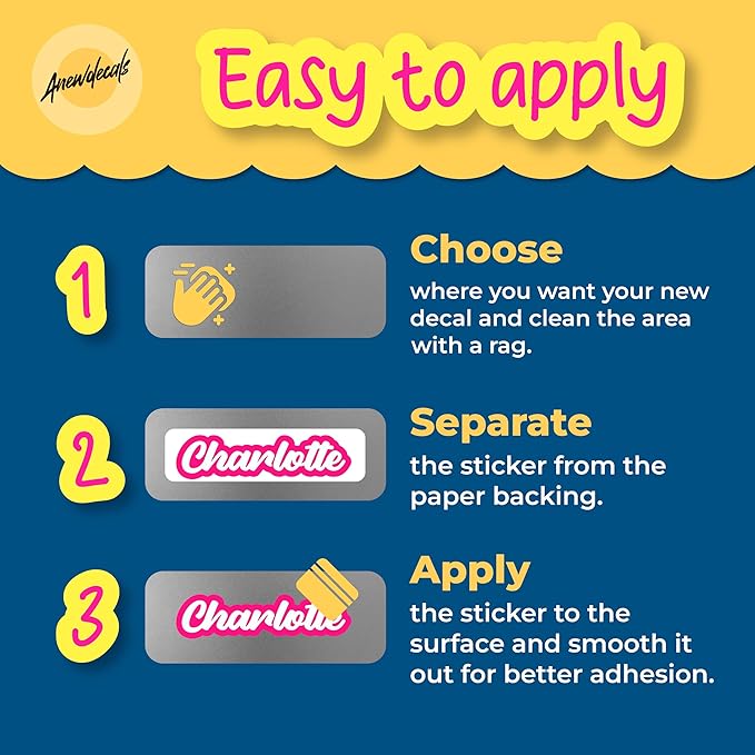 Custom Name Labels for Kids – Waterproof Personalized Vinyl Stickers for School Supplies, Daycare, Tumblers, Camp, Water Bottles, Lunch Boxes, Kids Stuff
