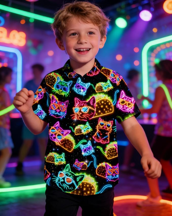 Enlifety 2-10T Kids Hawaiian Shirt Boys Short Sleeve Button Down Shirts Hawaii Summer Casual Blouse