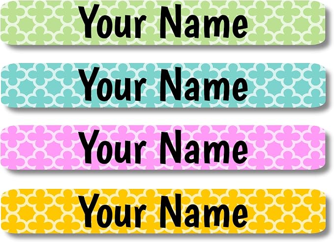 Lovable Labels Personalized Labels for Kids (120 Labels) - Waterproof Dishwasher Safe Peel and Stick Labels are Great for School Supplies Daycare Camp Bottles (Designer Series Lattice)