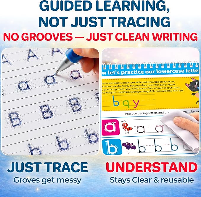 QUOKKA Tracing Books for Kids Ages 3-5 – Reusable Dry Erase Activity Books for Kids Ages 3-5 - Writing Practice Workbook with Markers Quiet Time Travel Learning
