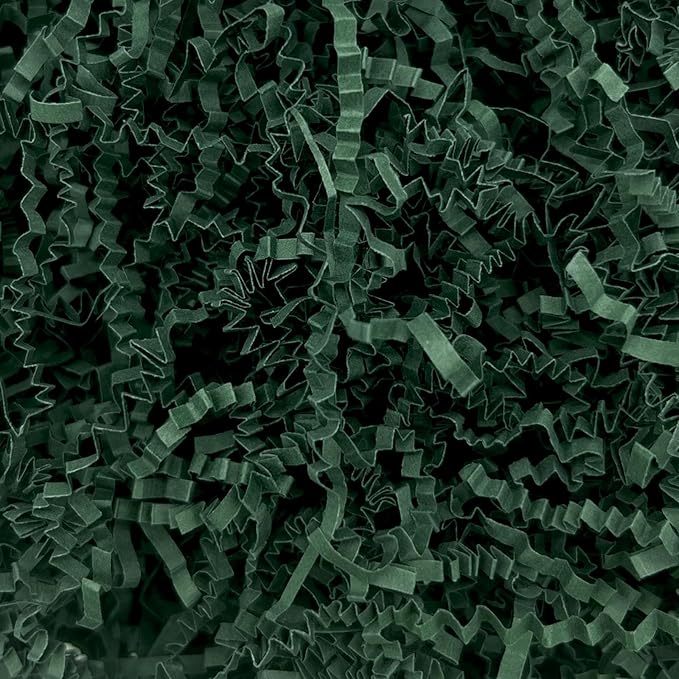 Tisspoms 1LB Crinkle Cut Paper Shred Filler, Dark Green Paper Shreds for Basket Fillers, Birthday, Gift Wrapping, Anniversary, Wedding, Halloween, Thanksgiving, Christmas Gift Decor Party Filler
