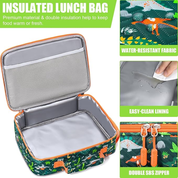 Fimibuke Kids Bento Snack Lunch Box with 4 Compartment, Insulated Lunch Bag, Stainless Steel Vacuum Thermo Food Jar, Ice Pack, Utensils Set, Birthday Gifts for Age 3-12 Back to School Toddler Girl Boy