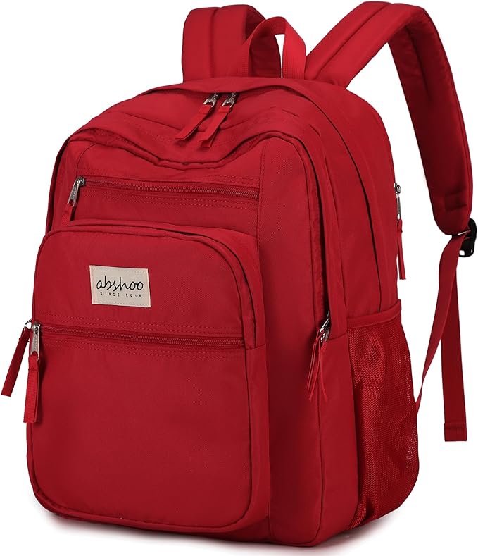 abshoo 34L Big School Backpack For College Women Girls Middle High School Teen Bookbag Travel Backpack Daypack (Red)