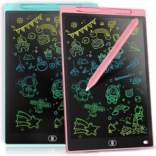 [2 Pack] Genialba LCD Writing Tablet 10-Inch Colorful Doodle Board, Toddler Learning Educational Toys Gifts for 3-8 Years Old Girls and Boys, Electronic Drawing Pad for Kids (Pink&Blue)