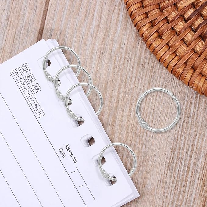 60 Pcs Binder Rings Assorted Sizes (1/2", 3/4", 1", 1-1/4", 1-1/2", 2"), Loose Leaf Binder Book Rings, Metal Index Card Rings Binder Clip Rings for Flash Cards, Key Rings, Index Cards (Silver)