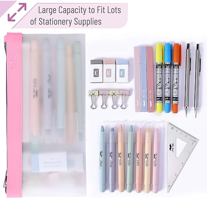 Mr. Pen- Clear Pencil Pouch, 8.50"x4.25", 3 Pack, Durable TPU Material, Medium Water-Resistant Pencil Bags with Smooth Zipper, Multipurpose Clear Pouch for Stationery, School, Office, Travel Supplies