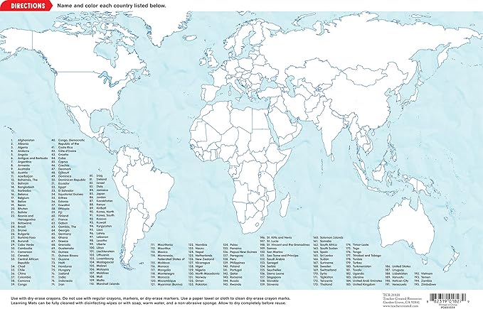 Teacher Created Resources The World Map Learning Mat