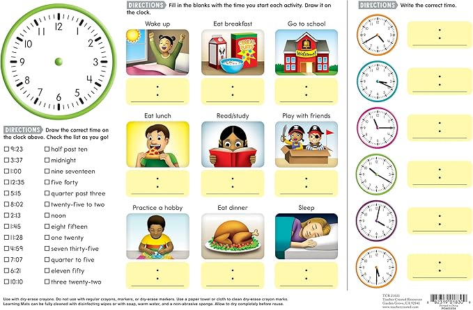 Teacher Created Resources Time Learning Mat