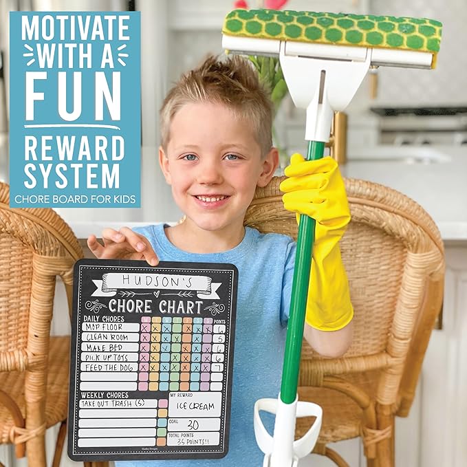 Hadley Designs Magnetic Chore Chart for Kids Multiple Kids – Dry Erase Chores Chart for Adults and Teens, Responsibility Task List for Family, Fridge Task Board Tracker at Home, Chalkboard Chore Board