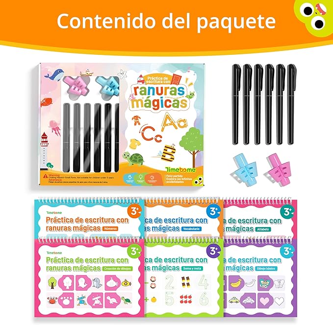 Large Magic Grooved Writing Practice for Kids 3-5 – Spanish Edition | Grooved Writing Books Ages 6-8, Handwriting Practice for Kids 5-7, Preschool Tracing Workbook for Boys & Girls