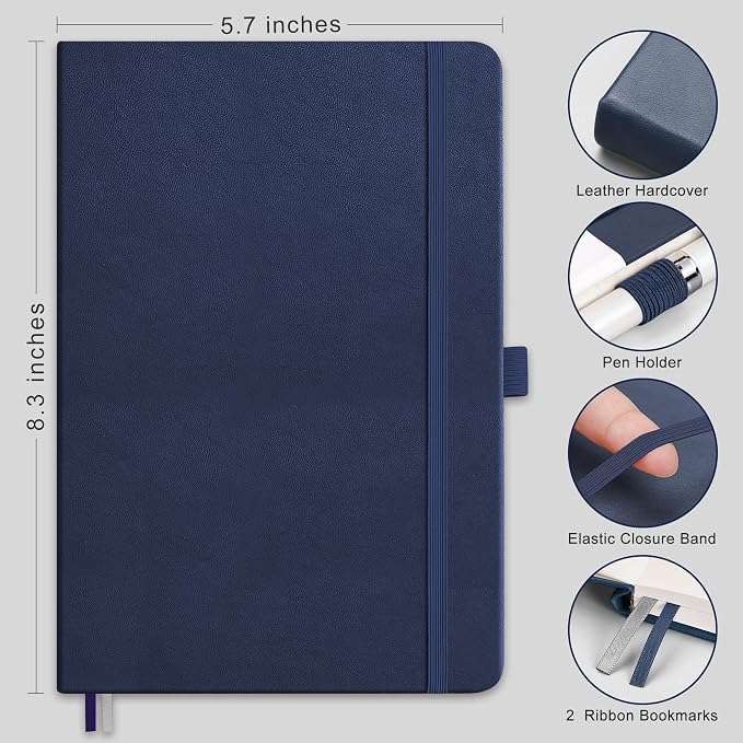 AHGXG Lined Journal Notebook, 160 Numbered Pages, A5 Size (5.7'' x 8.3'')