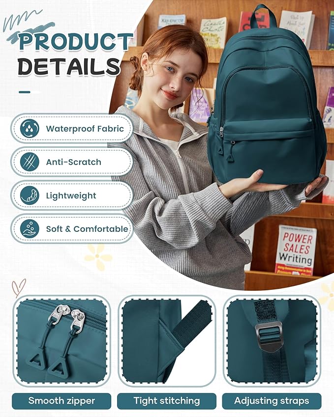 BJLFS Blue Backpack for School Women Girls, Waterproof Bookbag Cute High School Backpack for Men Teen Boys, Lightweight Travel College Backpacks Mochilas Escolares para Casual Daypack Rucksack