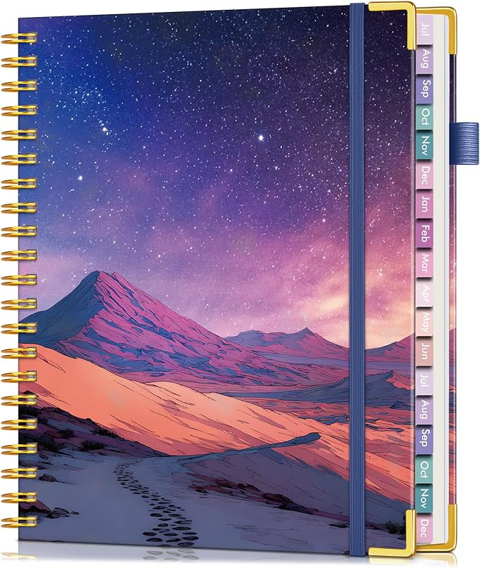 Academic Planner 2026-2027, 18 Months Weekly and Monthly Hardcover Planner, July 2026 - December 2027, 8.5" x 11" A4 Large Daily Calendar Planner Book with Tabs, Spiral College School Agenda Organizer for Student Teacher, Starfall Range