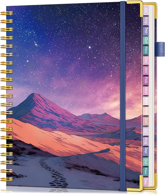 Academic Planner 2026-2027, 18 Months Weekly and Monthly Hardcover Planner, July 2026 - December 2027, 8.5" x 11" A4 Large Daily Calendar Planner Book with Tabs, Spiral College School Agenda Organizer for Student Teacher, Starfall Range