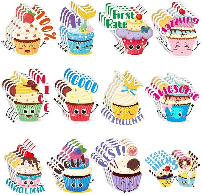 Jetec 300 Pcs Scratch and Sniff Sticker for Kids Smelly Scented Motivational Reward Stickers Teacher Incentive Positive Decal for Student Classroom Chart School Supplies(Dessert)