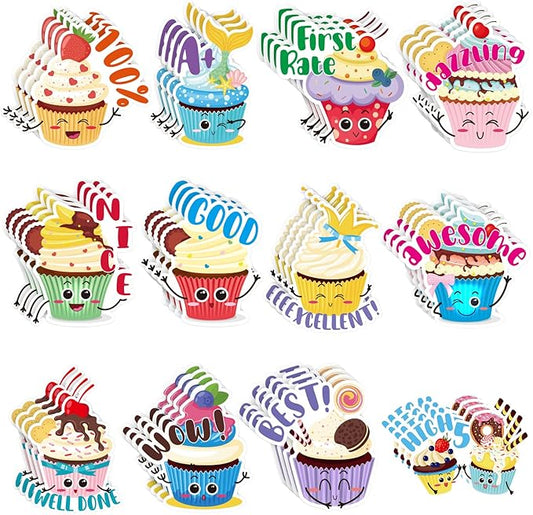 Jetec 300 Pcs Scratch and Sniff Sticker for Kids Smelly Scented Motivational Reward Stickers Teacher Incentive Positive Decal for Student Classroom Chart School Supplies(Dessert)
