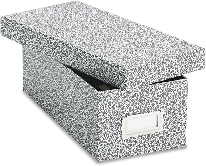 Oxford 40588 Reinforced Board Card File, Lift-Off Cover, Holds 1,200 3 x 5 Cards, Black/White