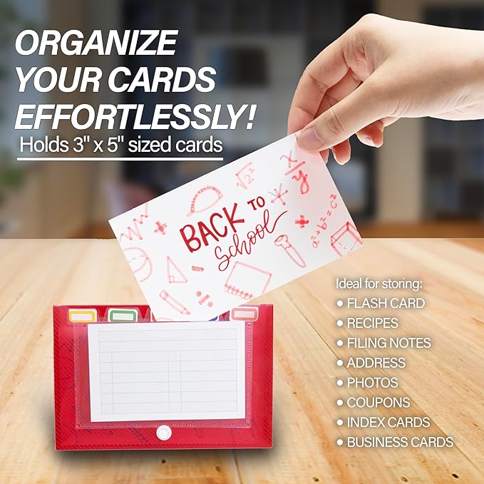 BAZIC PRODUCTS Index Card Case with 5 Tab Dividers – Durable Plastic 3"x5" Flash Card Organizer and Storage Holder, 100-Card Capacity, Ideal for School, Office, and Study Use, 36-Pack