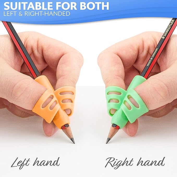 Stylo 6 Pack Pencil Grips for Kids Handwriting - Ergonomic Pencil Grippers for Toddlers Ages 2-5, Preschool & Kindergarten - Left Handed & Right Hand Writing Tools - Occupational Therapy Grip