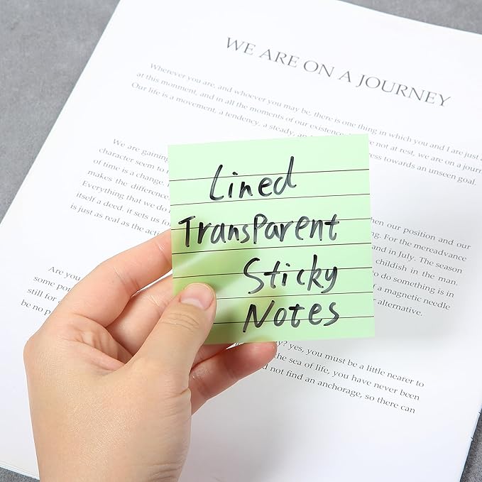 Mr. Pen- Transparent Sticky Notes, 3"x3", 10 Pads, 7X Lined, 3X Blank, 500 Sheets, Lined Transparent Sticky Notes, Water-Resistant See Through Self-Adhesive Note Pads for Bible Journaling, Studying