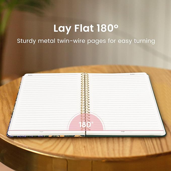 Taja Lined Spiral Journal Notebook for Women, A5 Cute College Ruled Hardcover Notebook for Work & Note Taking, Pretty Journal for Writing, 140 Pages, Blooming Symphony