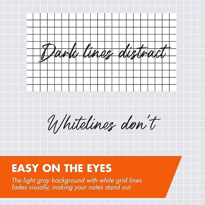 Whitelines Spiral Wire Bound Graph Ruled Notebooks, 3-Pack, Premium 20lb. Gray Paper, 11" x 8.5" 70 Sheets, Makes Your Notes Stand Out and Links Them To The Digital World, Proudly Made in USA