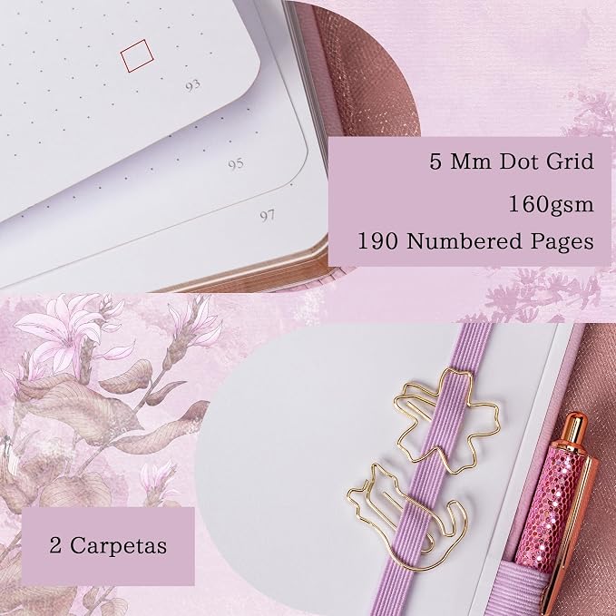 TIEFOSSI A5 Dotted Journal, Cute Cat Journal for Women Girls, Dot Notebook with Pretty Sakura Pattern, Aesthetic Diary for Writing Journaling Drawing, Golden Edges