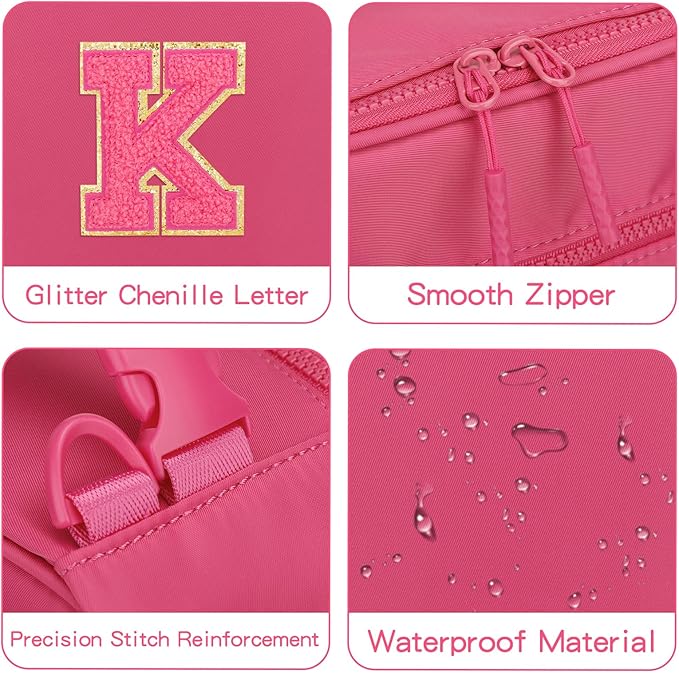 Initial Insulated Lunch Bag for Girls Kids, Back to School Gift, Reusable Leak-proof Lunch Box with Adjustable Strap for School Daycare Travel Picnic (Rosy Red,K)