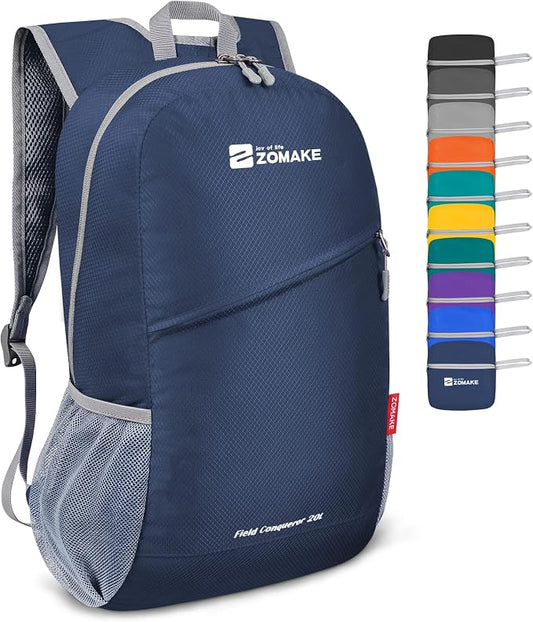 ZOMAKE Lightweight Packable Backpack 20L, Foldable Small Daypack for Hiking | Water Resistant Backpacks Day Bag for Travel Outdoor Camping Sport, Everyday Carry, Multi Compartment Storage(Royal Blue)