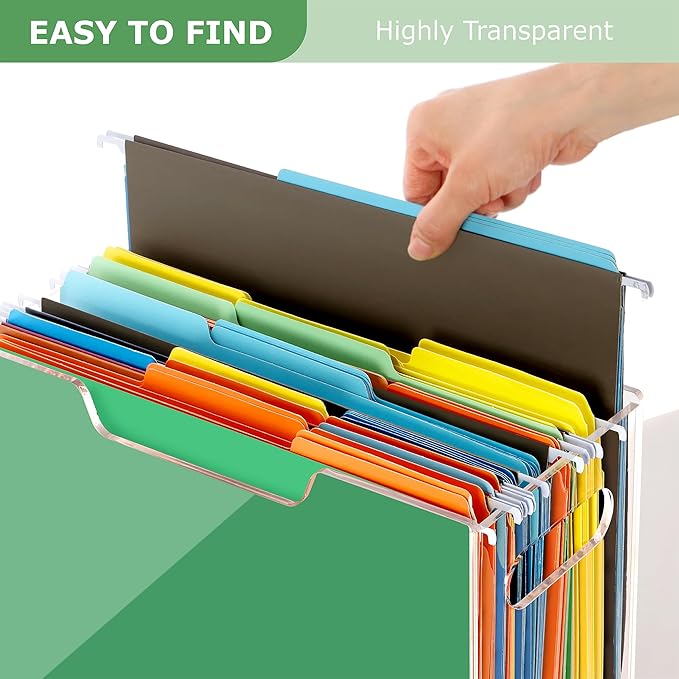 Acrylic Hanging File Folder Organizer, Letter Size Clear Filing Organizer Box with Handles, Magazine File Holder for Desk Home Office School - 1 Pack