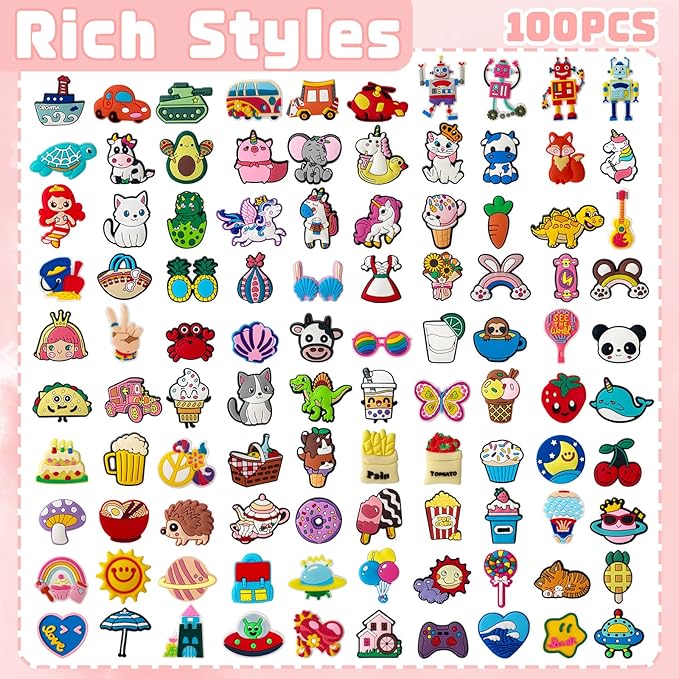 Zddaoole 100 Pcs Cute Pencil Topper Decoration,Bulk Random Pencil Topper Accessories,Different Pencil Clips Decorations for Pupil/Junior Students Gifts,Awards,Prize