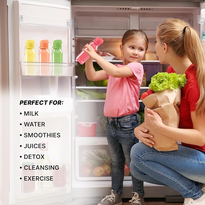 Bulk Multicolor Water Bottles Set of 192 10oz Leak Proof with Carry Strap Square Reusable for Kids and Adults BPA-Free Dishwasher-Safe