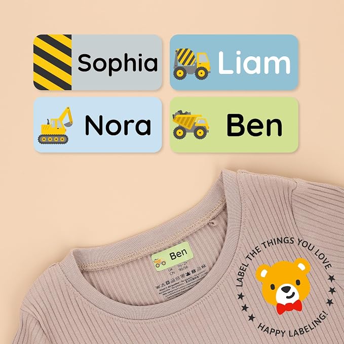 Iron-On Name Labels & Clothing Labels for Nursing Home (120) – Iron On Name Tags & Name Labels for Clothing & Clothes, School & Daycare – Waterproof - Heavy Duty Vehicles
