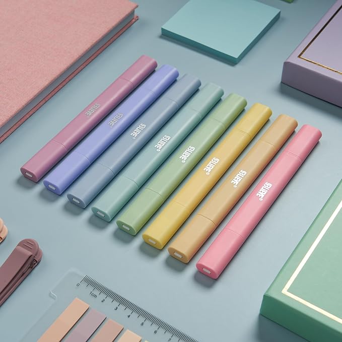 BLIEVE Aesthetic Cute Highlighters No Bleed Through, Dual Tip Chisel & Fine Point, Pastel Colors For Bible & Journaling