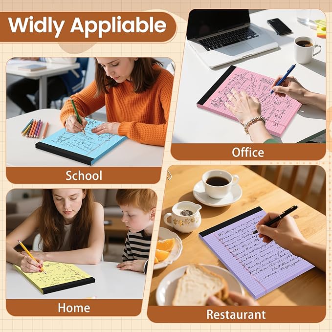 Legal Pads 8.5 X11, Narrow Ruled Notepads, 10 Pack, 50 Sheet/Pad, Colored Legal Pads, Tear Off Notepad, Perforated Writing Pad, Notebook Paper College Ruled, Notepads For Office Home School