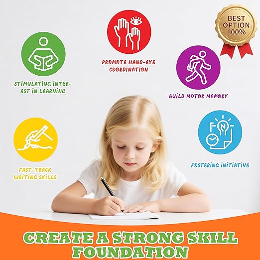 Magic Grooved Writing Practice for Kids Ages 3–8, Reusable Handwriting Workbooks with Deep Tracing Grooves – Letters, Numbers, Math & Drawing – Disappearing Ink Pens & Grips – Great Gifts for Kids