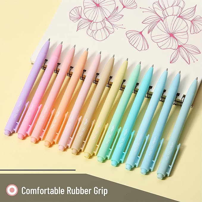 Mr. Pen- Retractable Gel Pens, 12 Pack, Assorted Color Ink, Fine Point 0.5mm, Fast Dry, Smooth Writing, Cute Pens for Drawing, Writing Planner and School Supplies