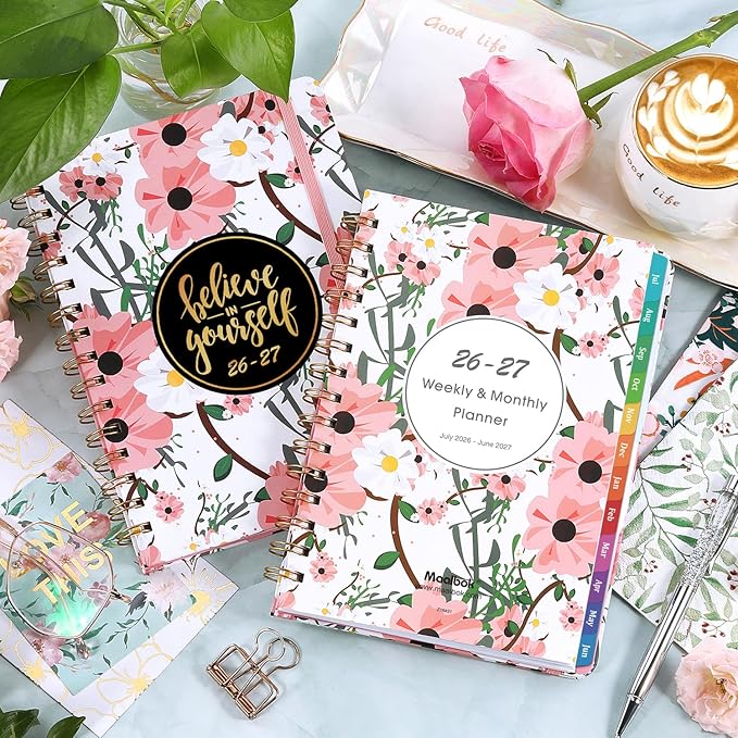 2026-2027 Planner - Weekly & Monthly Planner 2026-2027 with Tabs, 6.4" x 8.5", Jul 2026 - Jun 2027, Hardcover, Strong Binding, Thick Paper, Back Pocket, Elastic Closure, Inspirational Quotes