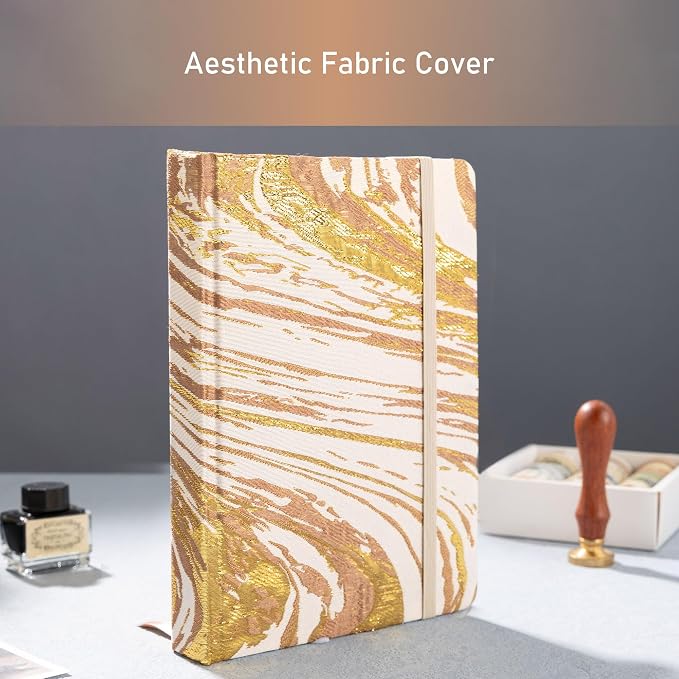 MGGAO Lined Journal Notebook, A5 Fabric Journal for Women Men