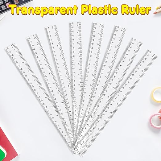 32 Pack Clear Plastic Ruler 12 Inch, Rulers Bulk for Classroom, Transparent Ruler with Centimeters and Inches, Kids Metric Ruler for School, Ideal Back to School Office Home Supplies