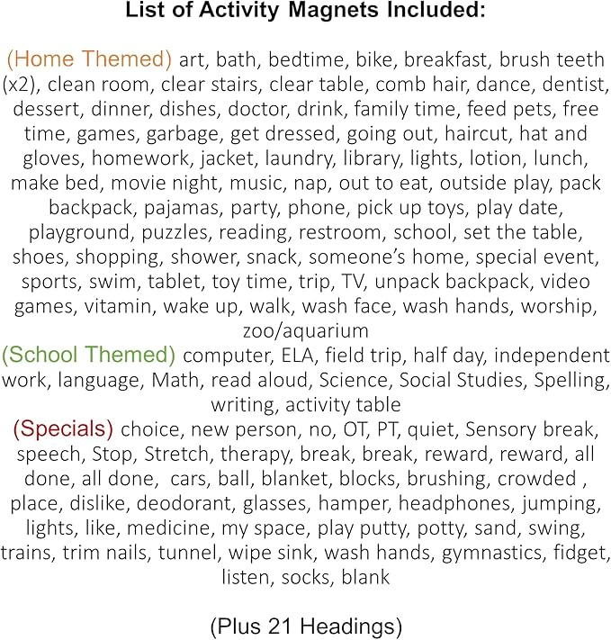 153 pc Daily Visual Schedule Magnets for Kids-Create Healthy Routines, Reminders, Kids Calendars, Chore Charts & Behavioral Supports for Kids who Thrive on visuals, Type A Toddlers, Autism & ADHD