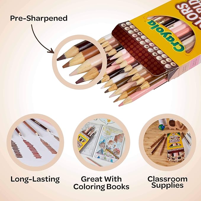 Crayola Colors of the World Bulk Colored Pencil Set - 6 Packs (24ct), Teacher Classroom Must Haves, Skin Tone Colored Pencils for Kids