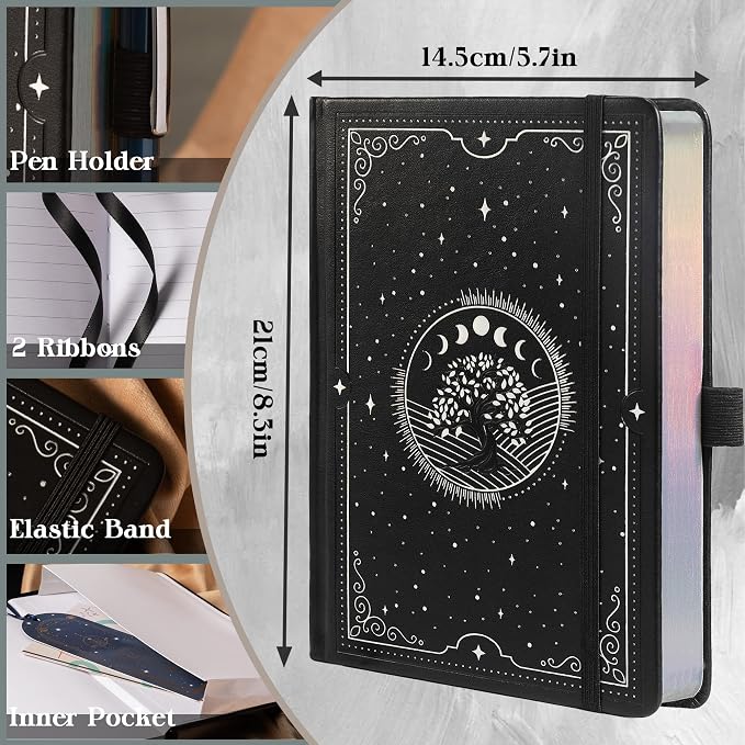 TIEFOSSI Tree of Life Journal, A5 Lined Journal for Women Men, Aesthetic Notebook with 316 Numbered Pages, Hardcover Vegan Leather Journals with Bookmark, 100 GSM Thick Paper