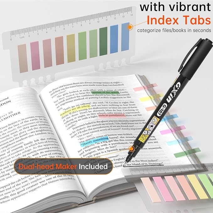 Transparent Sticky Notes 3x3 (with Sticky Tabs & Marker Pen), MEIGAONE 9 Pack Clear Sticky NoteSuper Strong Adhesion, Waterproof Translucent Sticky Note for Study, Book,Office,School Supplies