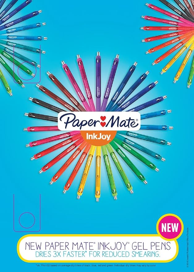 Paper Mate InkJoy Gel Pens, Retractable, Fine Point (0.5mm), Black Ink,Comfortable Grip, Writing, Teacher Supplies, 12 Count (Pack of 12)